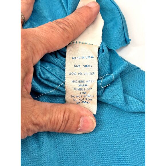 VINTAGE Turquoise Mod Mini Dress GoGo Fringe Daisy Cute Size S 1960's 70's - Picture 6 of 6